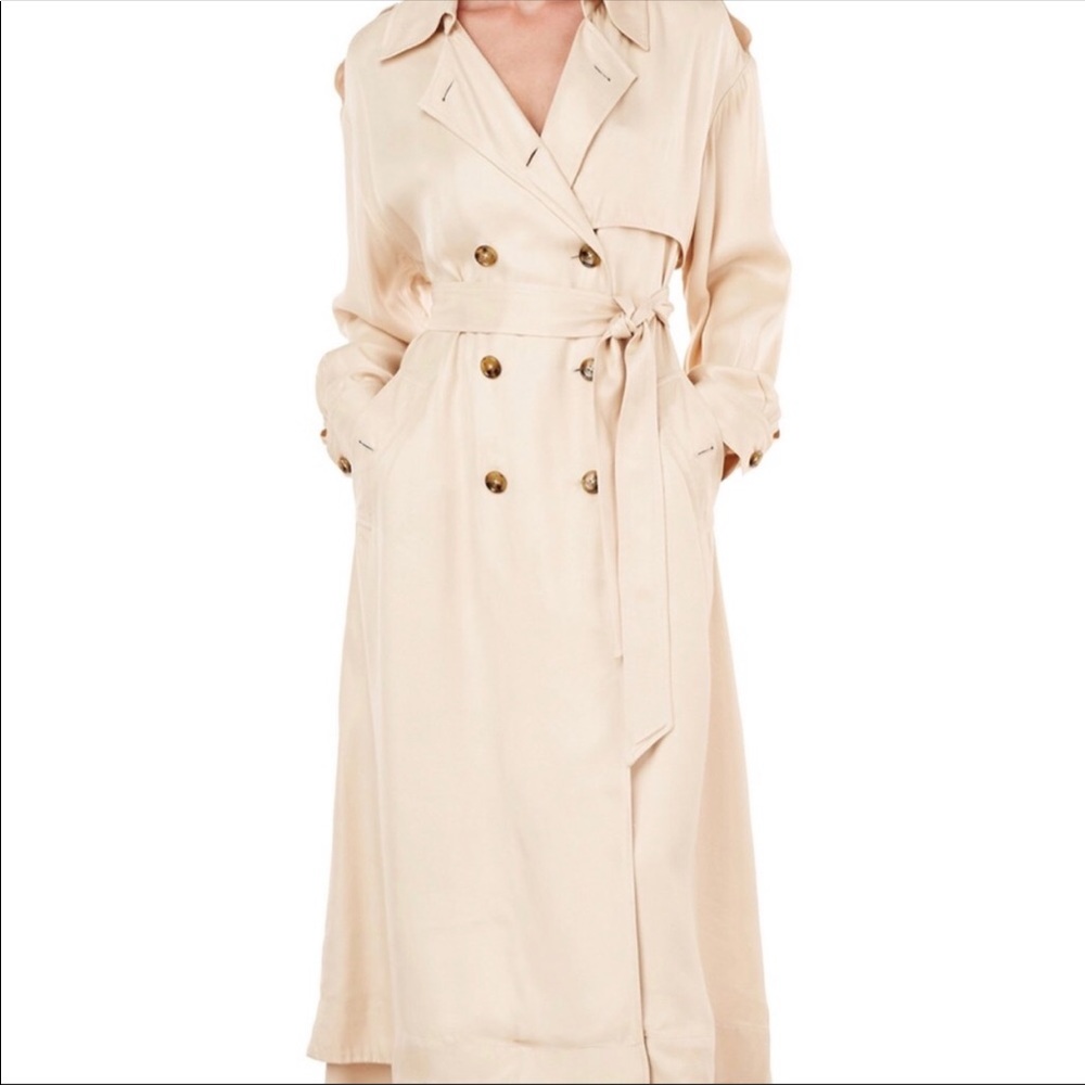 NEW XS Amur long tan trench coat jacket